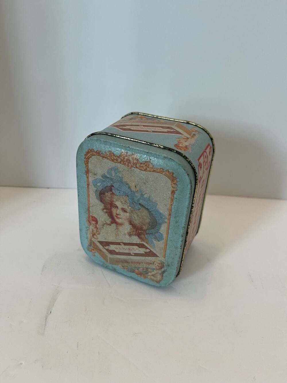 Vintage 1992 Nabisco Advertising Tin Box Featuring Victorian Lady and Angels